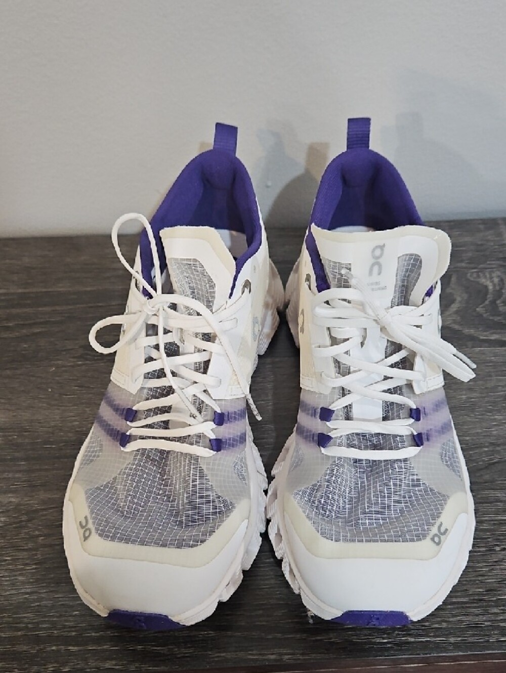 On Running Women's Cloud Shift White and Purple Cloud Running Sneakers - Picture 4 of 6